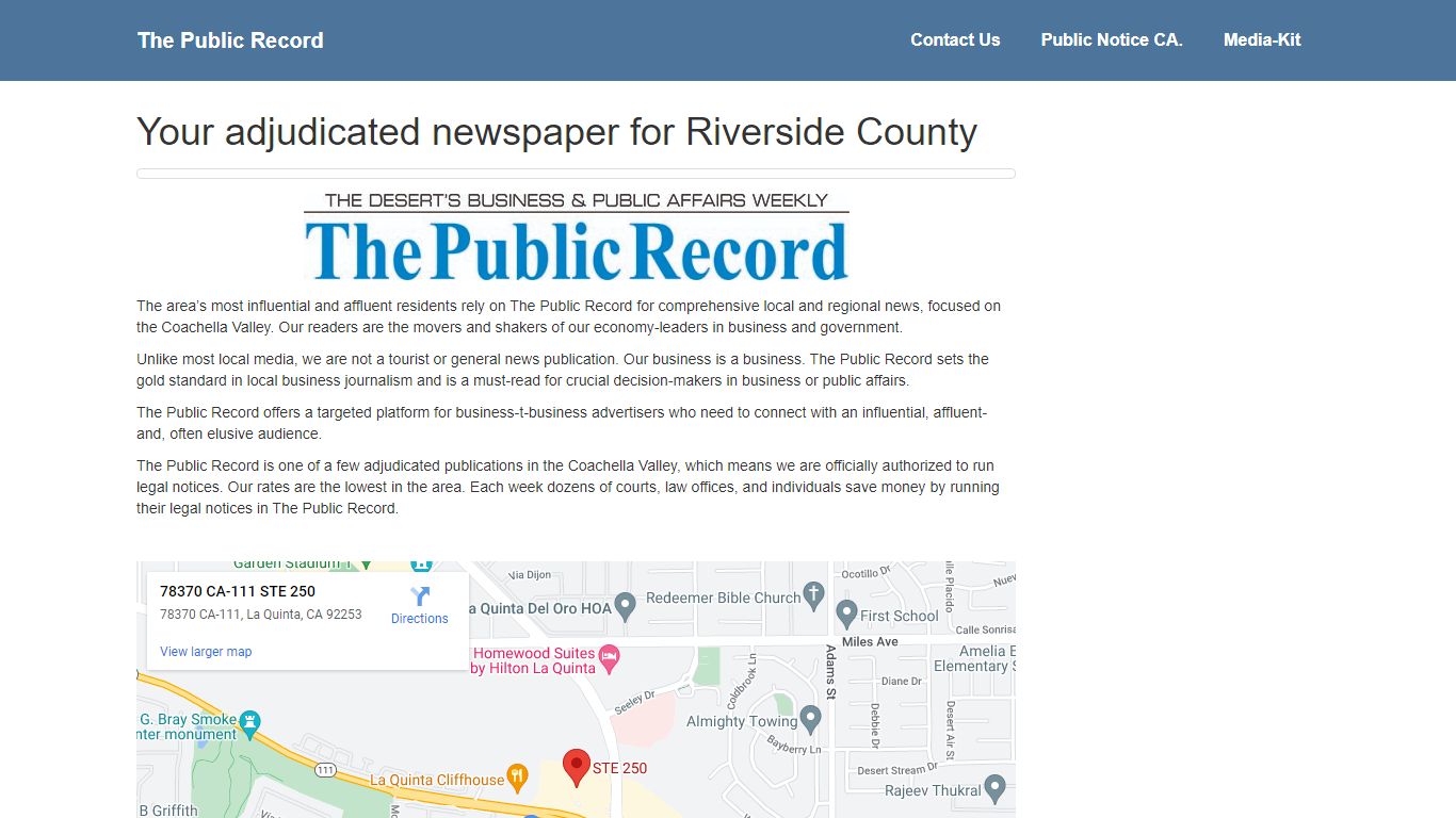The Public Record – Serving all of the desert cities and unincorporated ...
